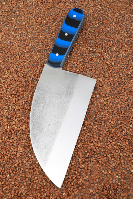 Сербский нож цельнометаллический сталь кованая 95х18 микарта синяя