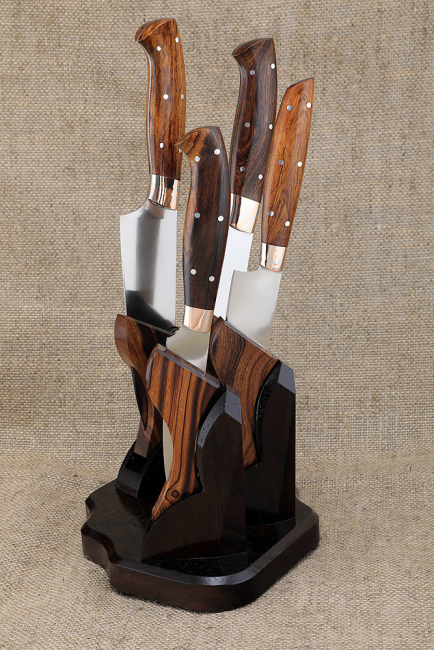 Набор Ножей Шеф S390 рукоять железное дерево на подставке