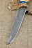 Нож Сапер дамаск торцевой кость мамонта кап клена на подставке