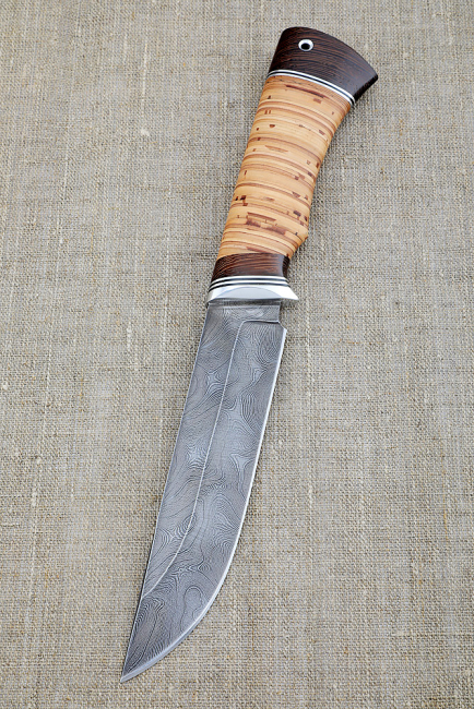 Нож Овод 2 : сталь дамаск, рукоять береста