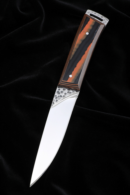 Нож №41 Х12МФ цельнометаллический рукоять G10 чернооранжевая