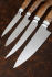 Набор ножей на подставке из акрила белого коричневая карельская береза, сталь S390 Bohler