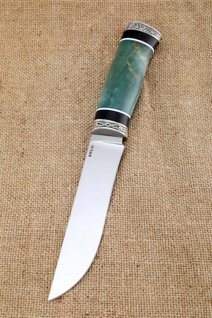 Нож Обвалочный RWL-34 мельхиор черный граб стабилизированная карельская береза (зеленая)