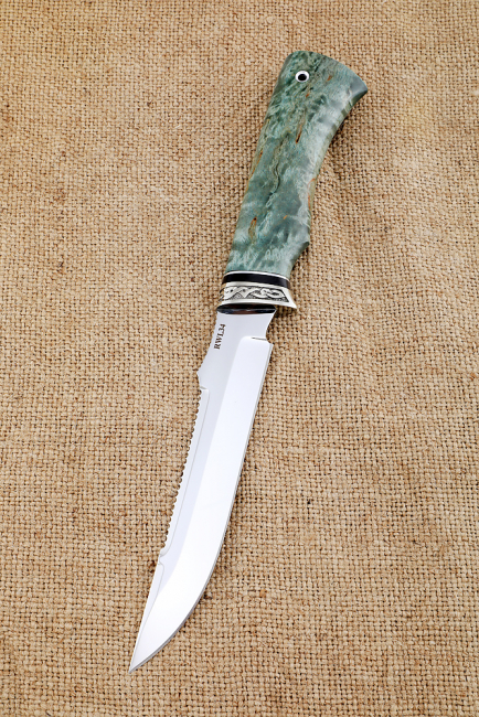 Нож Рыбак-2 RWL-34 мельхиор карельская береза (зеленая)