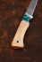 Нож Малыш-1, дамаск, рукоять карельская береза, акрил зеленый