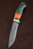 Нож Варан ламинированный дамаск карельская береза зеленая акрил коричневый