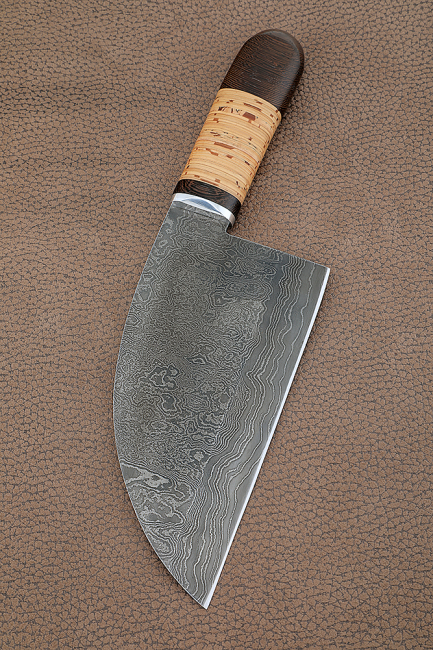 Сербский нож сталь кованая дамаск береста